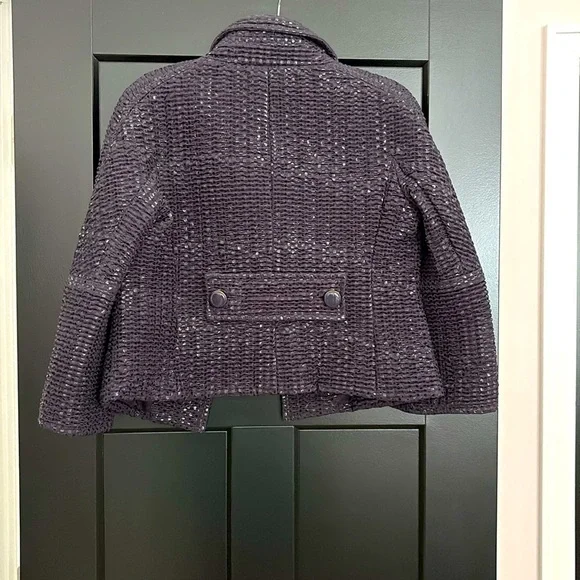 NWOT Carlisle Textured Dark Purple Lined Blazer. Decorative Buttons. Size 6 - Picture 2 of 14